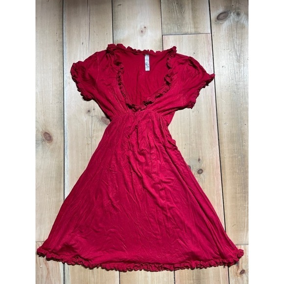 Women's Voll Red Ruffle short sleeve dress. Size Small - Picture 1 of 6